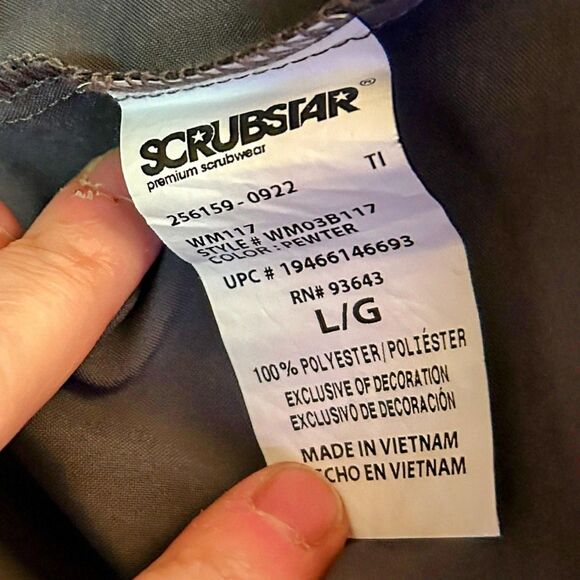 Scrubstar Gray Scrub Pants, L/G, Drawstring, Cargo Pockets, 33" Waist - Picture 4 of 11